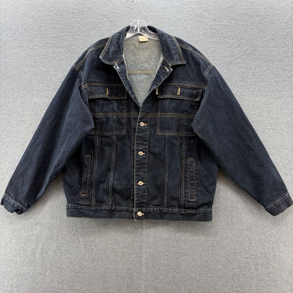 VTG Delf USA Jean Jacket Mens 2XL Denim Oversized Trucker Hip Hop Streetwear Y2K